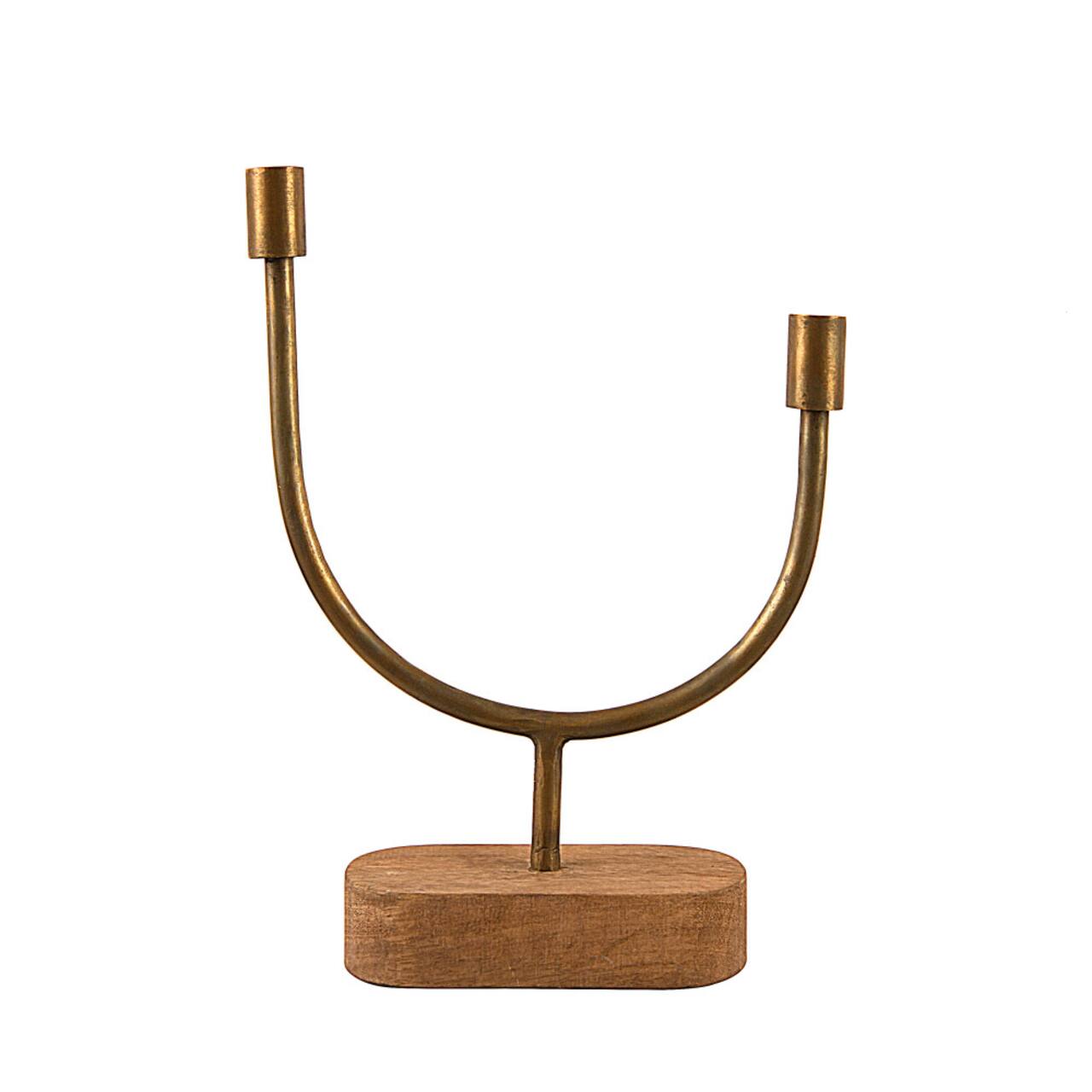 Hello Honey® Asymmetrical Wood & Metal Candle Holder